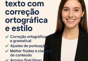Eu vou fazer a revisão do seu texto em português