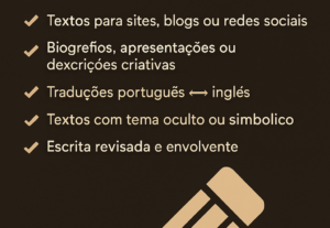 Eu vou Escrever  ou traduzir qualquer texto com qualidade.