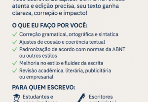 Eu vou fazer Revisão e edição de textos