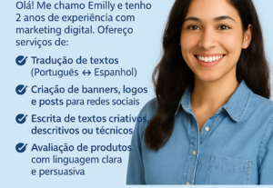 Eu vou traduzir textos e escrever avaliações