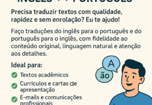 Eu vou traduzir textos em inglês para português e vice versa