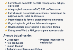 Eu vou fazer a formatação do seu trabalho.
