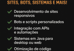 Eu vou criar sluções digitais Web, Automações e Sistemas