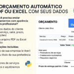 Eu vou Criar orçamento automático em PDF ou Excel