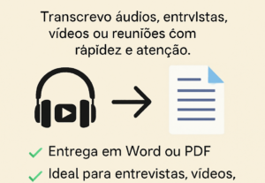 Eu vou Fazer sua Transcrição / Transcrever o  seu áudio ou v...