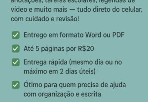 Eu vou Transcrever textos, tarefas, receitas e mais.