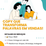 Eu vou  fazer Textos e copy criativos. Copyright