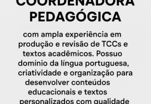 Eu vou escrever redação e fazer revisão de textos.
