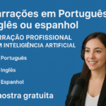 Eu vou criar narrações em Português, Inglês ou Espanhol