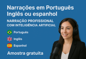 Eu vou criar narrações em Português, Inglês ou Espanhol