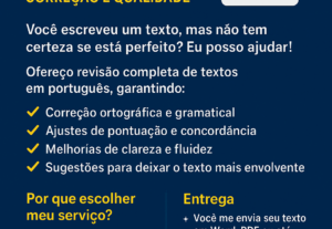 Eu vou realizar revisões de textos profissionais em até 24h