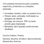Eu vou fazer Poemas personalizado em até 3 dias