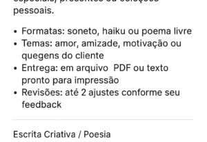 Eu vou fazer Poemas personalizado em até 3 dias