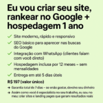 Eu vou criar seu site, escalar no Google + 1 ano de hospedag...