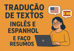 Eu vou resumos e tradução de texto em inglês espanhol