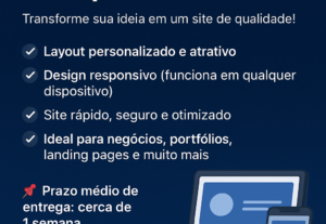 Eu vou fazer seu site profissinal, moderno e responsivo
