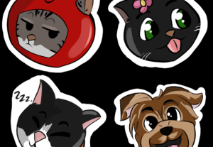 Eu vou desenhar adesivos, chaveiro e bottons para você
