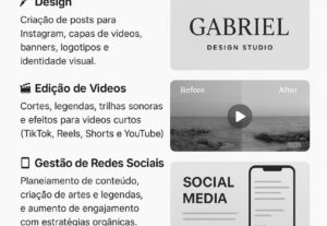 Eu vou Criar  posts,Edição de vídeos curtos.