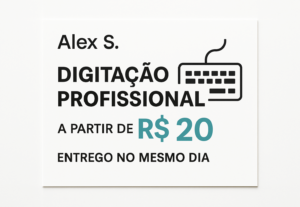 Eu vou Digitar o seu texto com rapidez e qualidade.