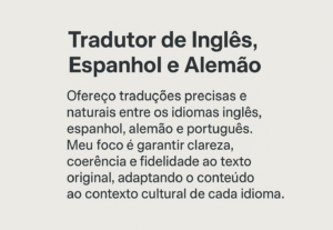 Eu vou traduzir o seu texto em Espanhol, Inglês ou Alemão.