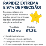 Eu vou digitar tudo para você rápido, organizado e sem erros...