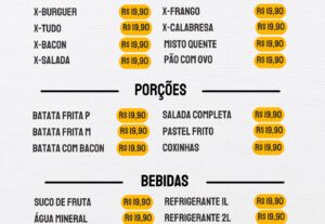 Eu vou Fazer o seu cardápio para o seu restaurante