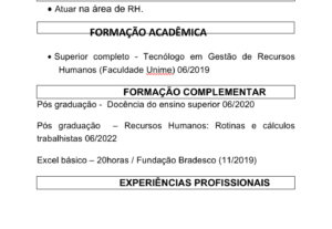 Eu vou revisar seu currículo profissional.