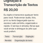 Eu vou fazer Digitação e transcrição de textos