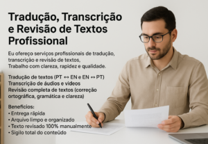 Eu vou fazer tradução e revisão de textos, profissionalmente