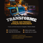 Eu vou fazer suas Edições de Vídeos para Instagram e TikTok.