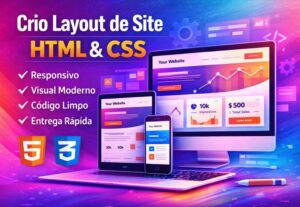 Eu vou criar layout de site profissional em HTML e CSS