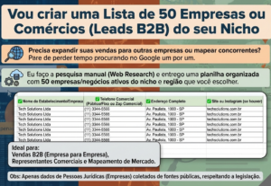 Eu vou criar uma lista com 50 Empresas do seu Nicho