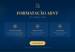 Eu vou formatar seu trabalho acadêmico nas normas da a.b.n.t...