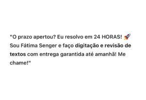 Eu vou fazer Digitação, edição, redação e vídeos.