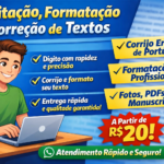 Eu vou digitar, formatar e corrigir textos
