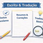 Eu vou fazer resumos, escritas de textos e traduções