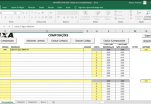 Eu vou fazer medições utilizando a planilha da caixa