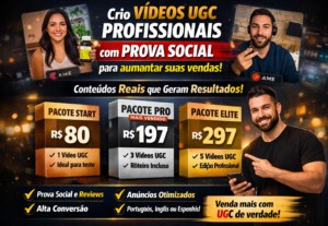 Eu vou criar vídeos UGC com prova social para anúncios.
