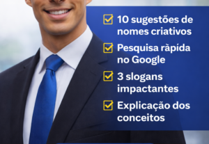 Eu vou criar nome criativo + slogan para sua marca ou negóci...