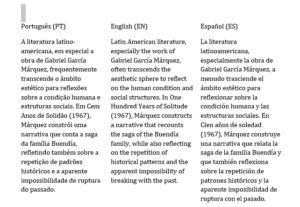 Eu vou traduzir textos em espanhol e inglês para o port.
