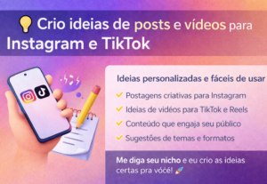 Eu vou Criar ideias de posts e vídeos para Insta,tiktok,