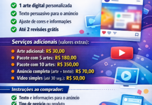 Eu vou criar anúncios e artes para divulgar seu negócio