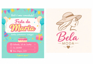Eu vou criar convites personalizados e logos difierencias