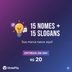 Eu vou criar 15 nomes criativos e 15 slogans exclusivos