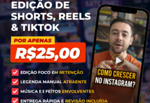 Eu vou editar seu vídeo Shorts, Reels ou TikTok até 1 minuto...