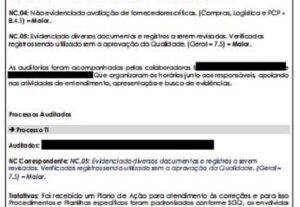 Eu vou fazer a Análise de Não Conformidade da Auditoria