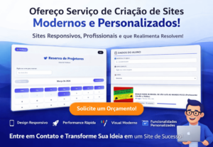 Eu vou criar sites institucionais, sistemas e landing pages