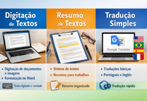 Eu vou Fazer digitação de textos, resumo de texto
