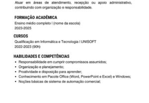 Eu vou fazer o currículo ideal para você.