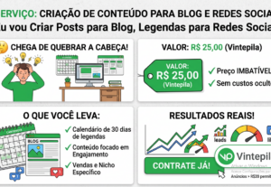 Eu vou fazer Posts para Blog, Legendas para Redes Sociais